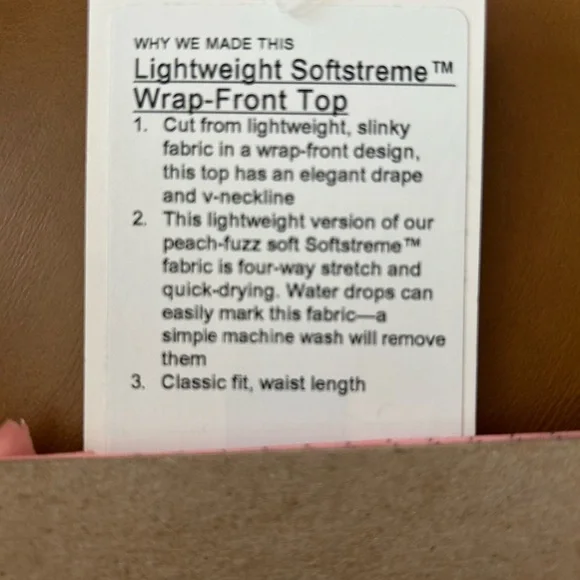 Lululemon Lightweight Softstreme Wrap Front Top, Size Large, EUC - Picture 5 of 6